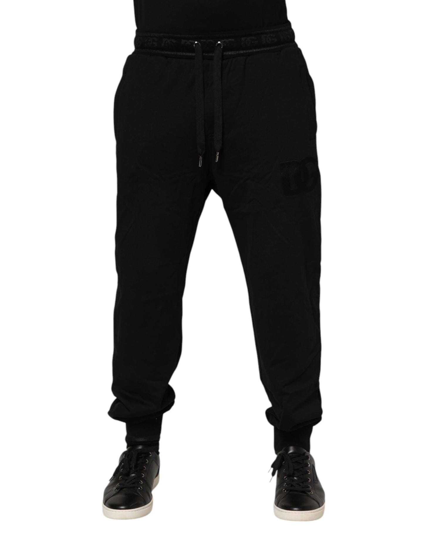 Black Cotton Drawstring Jogger Pants