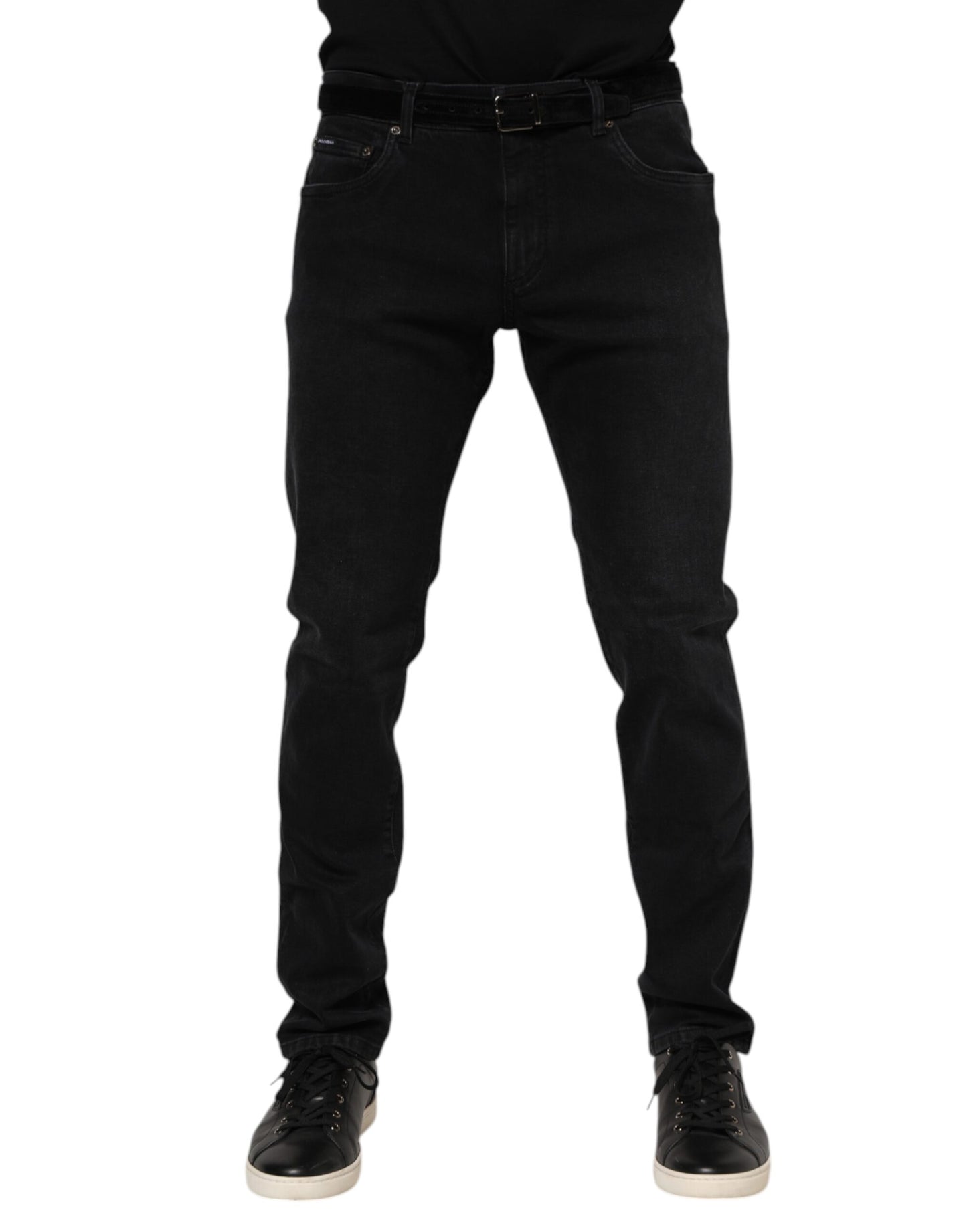 Black Cotton Logo Plaque Denim Jeans