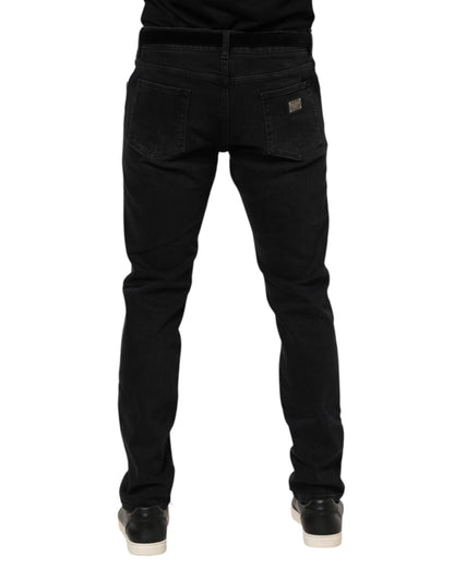 Black Cotton Logo Plaque Denim Jeans