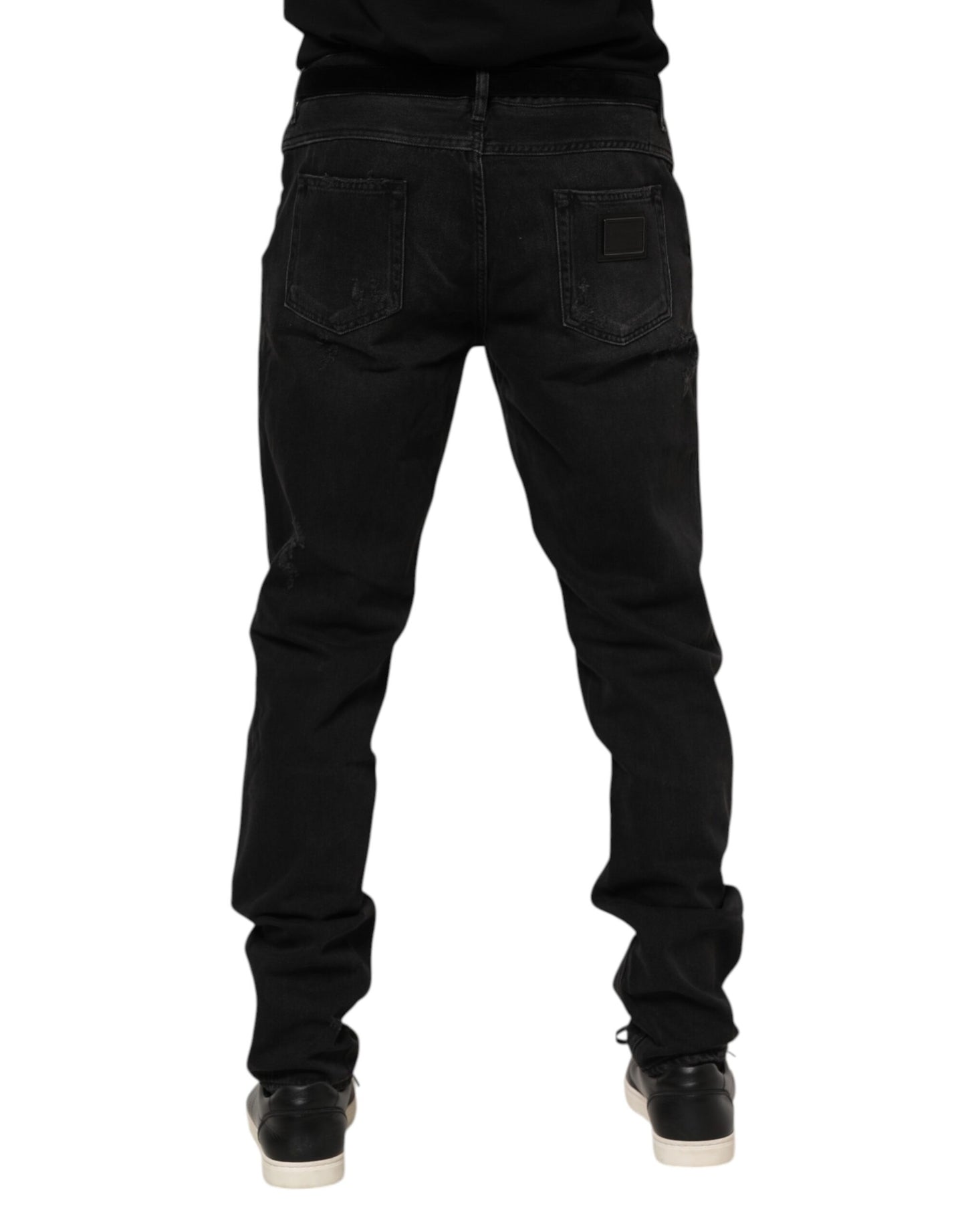 Black Cotton Logo Plaque Skinny Denim Jeans