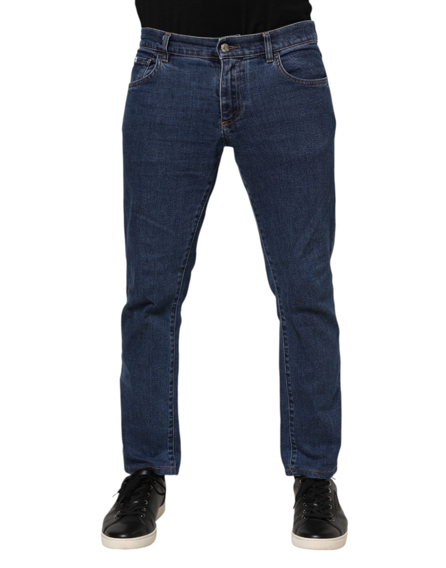 Blue Cotton Logo Skinny Denim Jeans