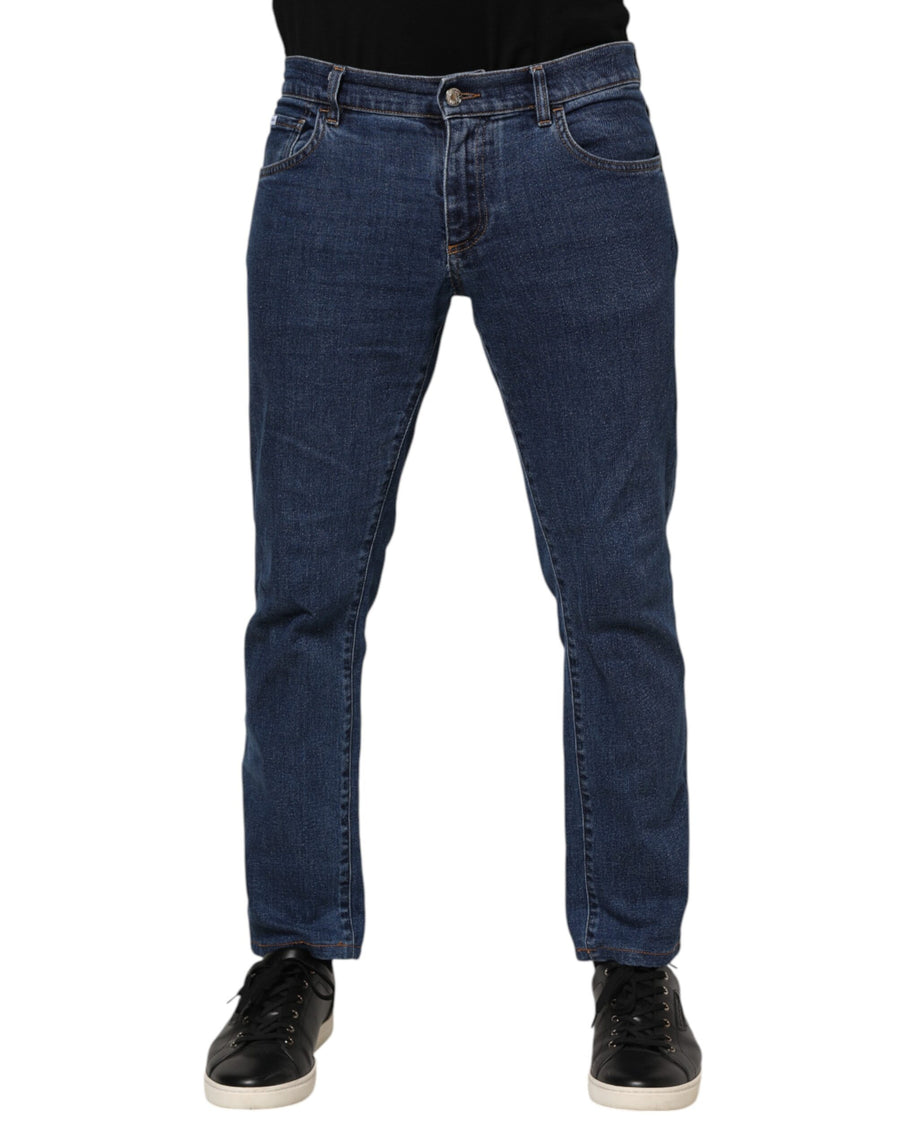Blue Cotton Logo Skinny Denim Jeans