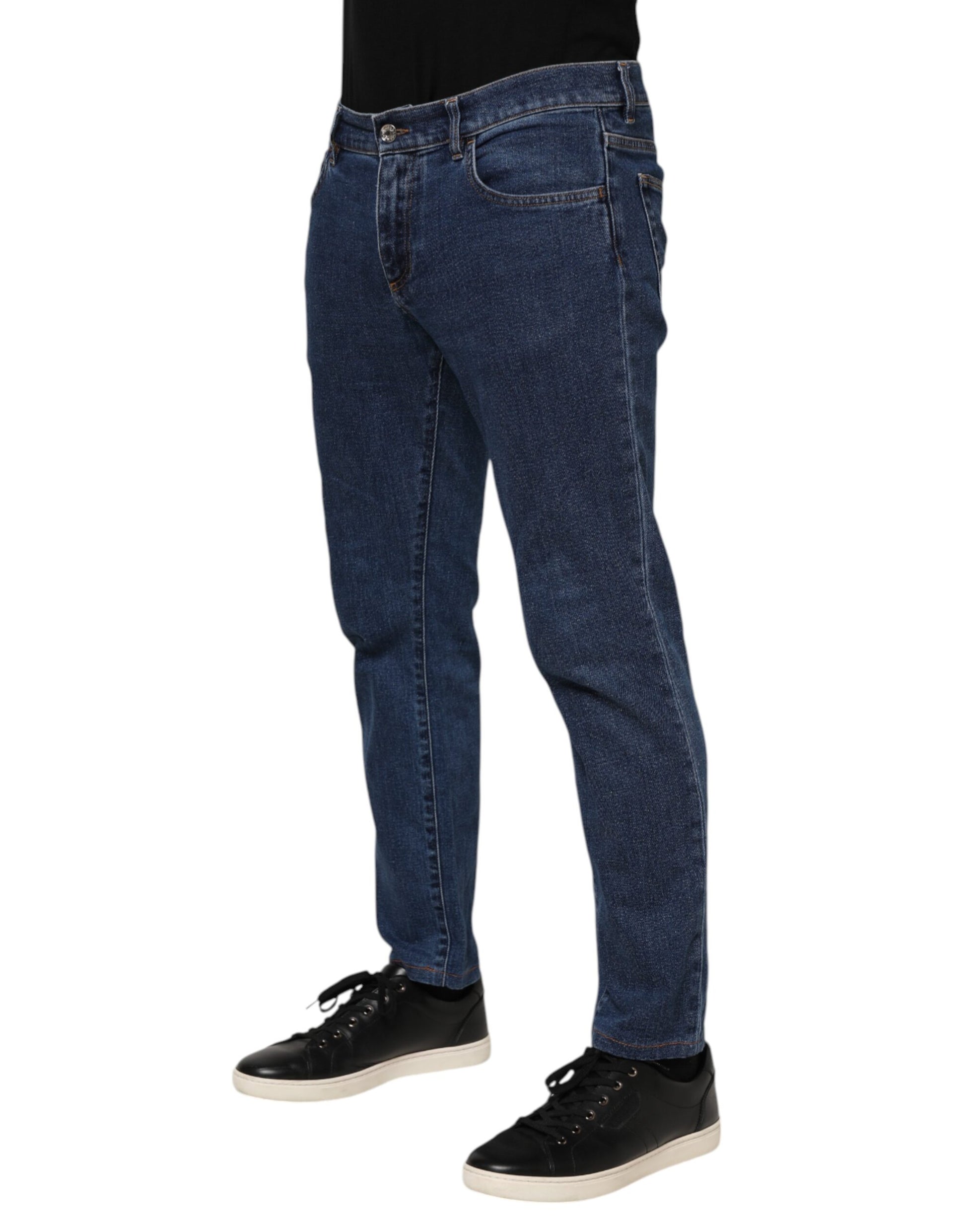 Blue Cotton Logo Skinny Denim Jeans