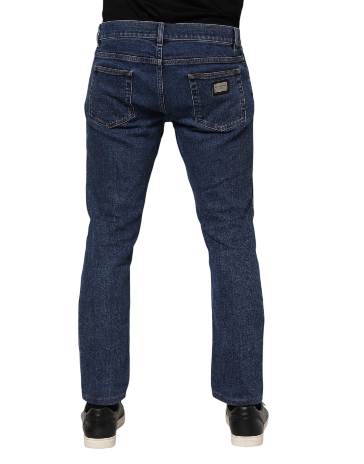 Blue Cotton Logo Skinny Denim Jeans