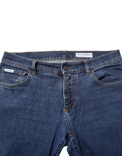 Blue Cotton Logo Skinny Denim Jeans