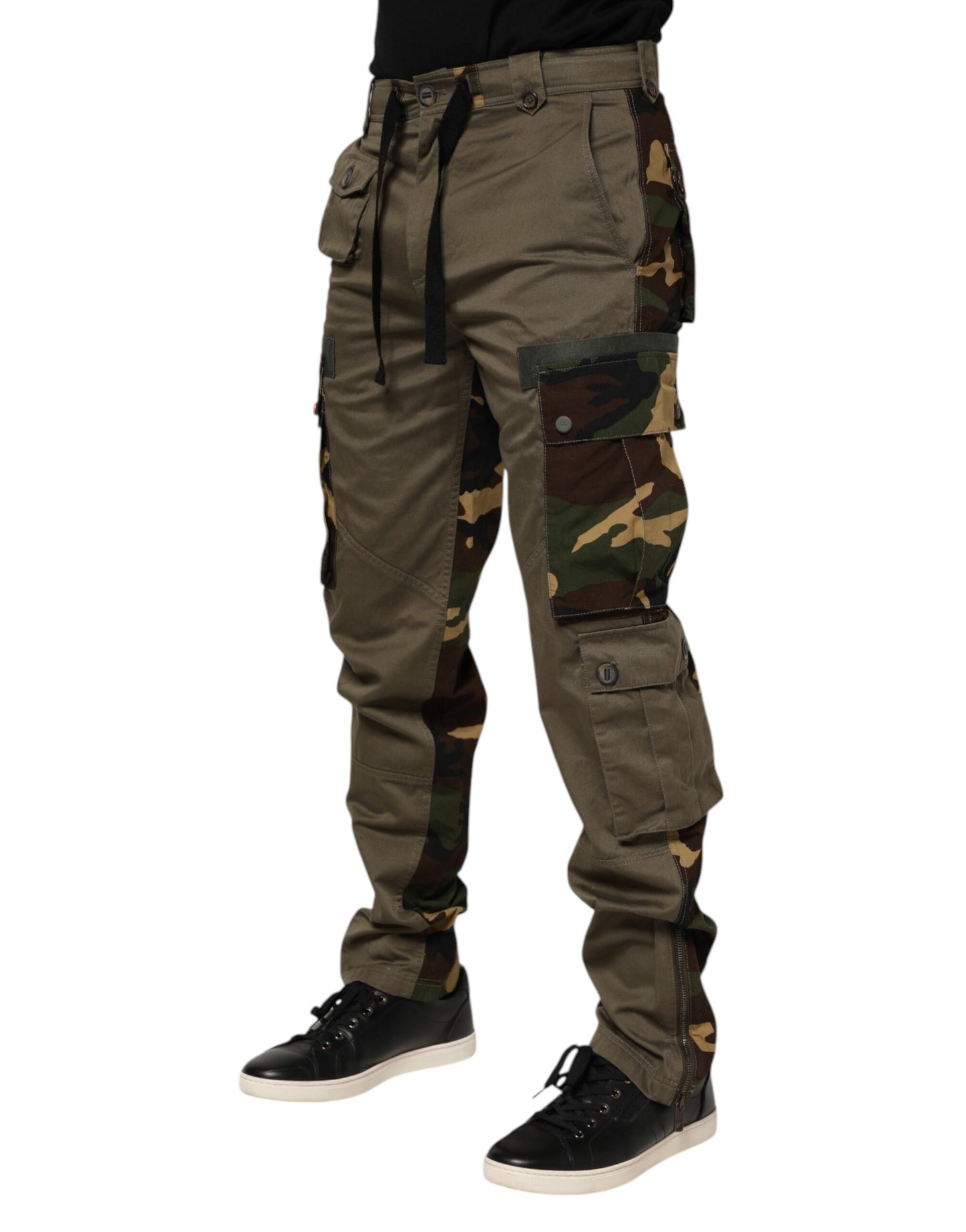 Brown Cotton Camouflage Cargo Pants