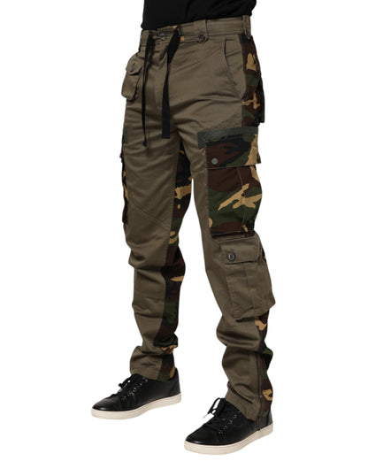 Brown Cotton Camouflage Cargo Pants