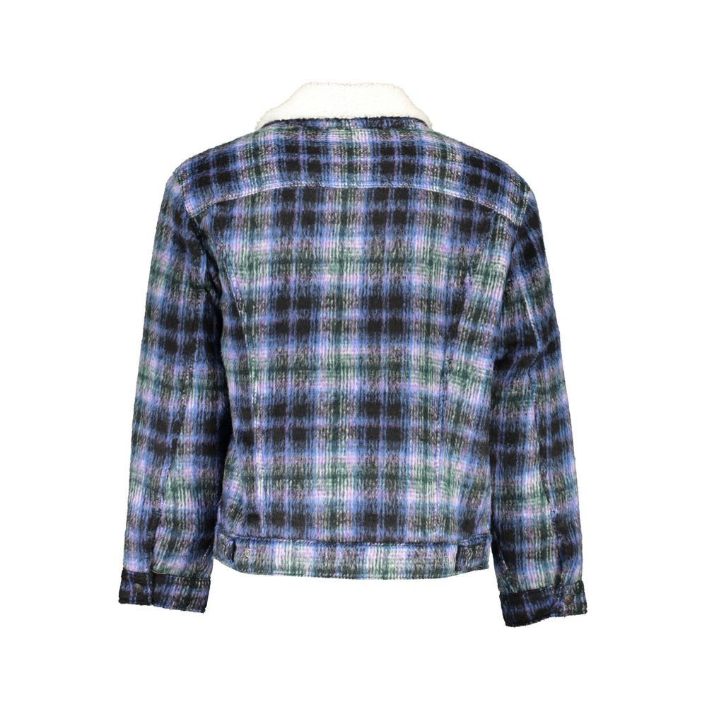 Blue Polyester Men Jacket