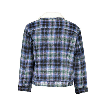 Blue Polyester Men Jacket