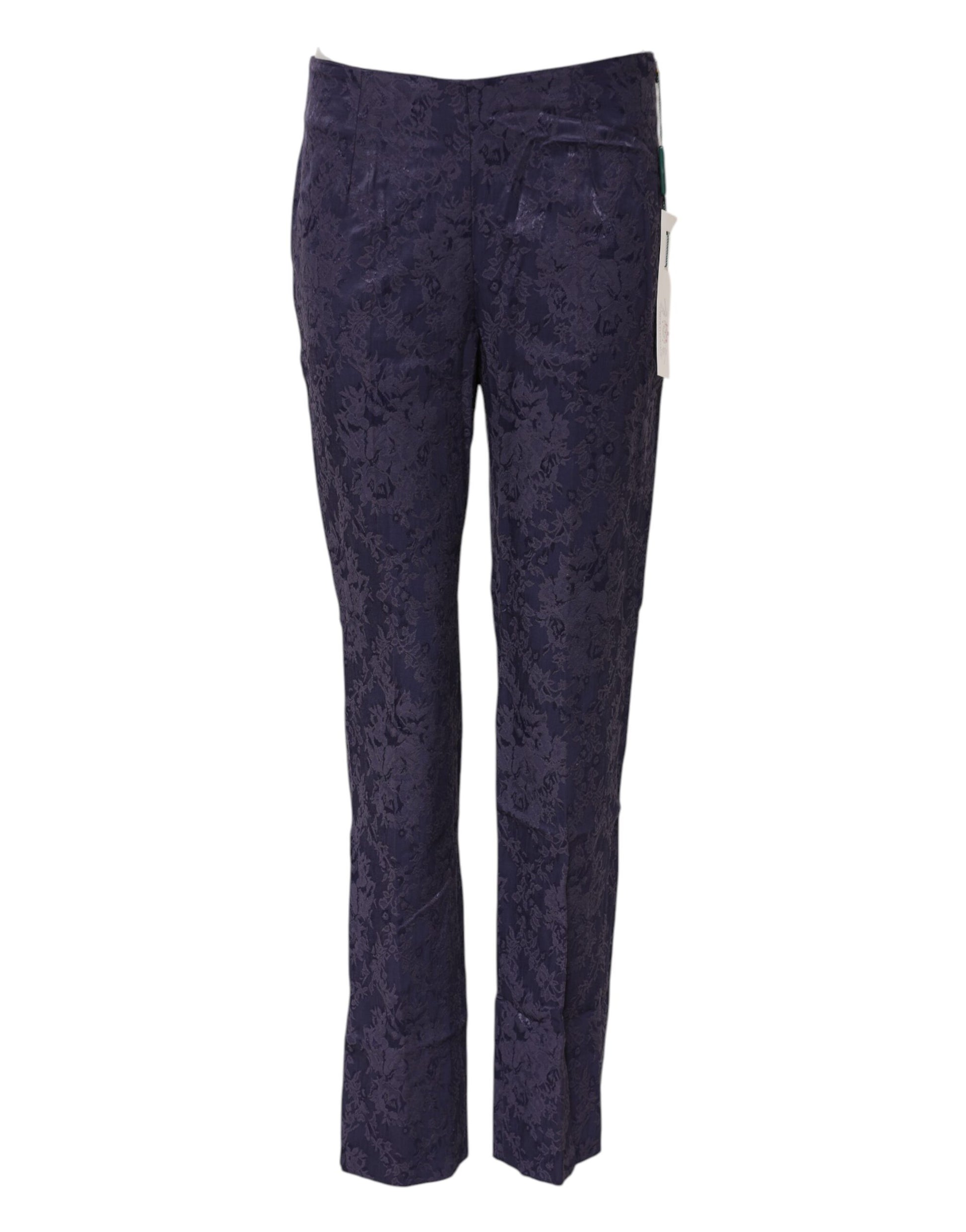 Purple Jacquard High Waisted Pants