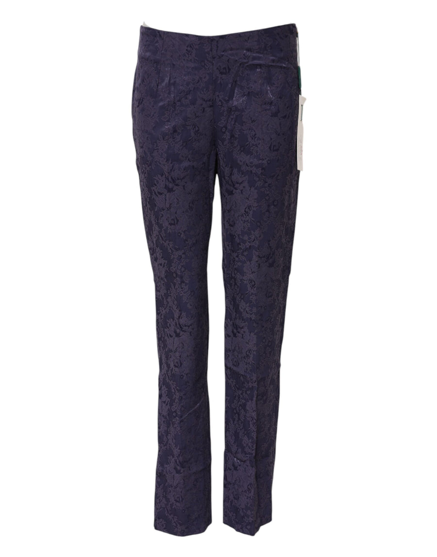 Purple Jacquard High Waisted Pants