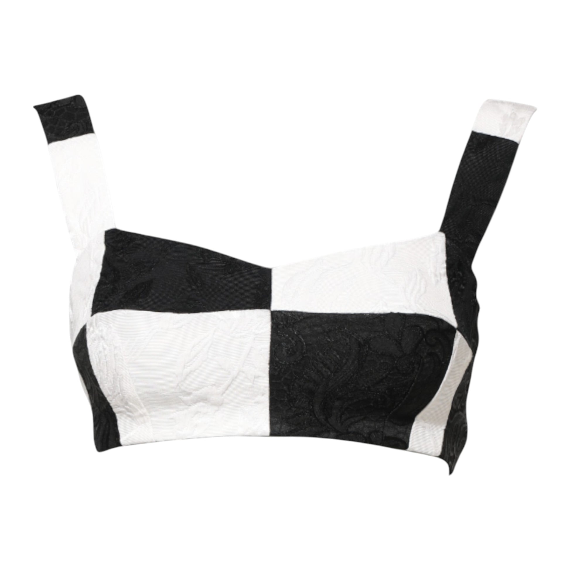 Black White Cropped Bustier Corset Bra Top