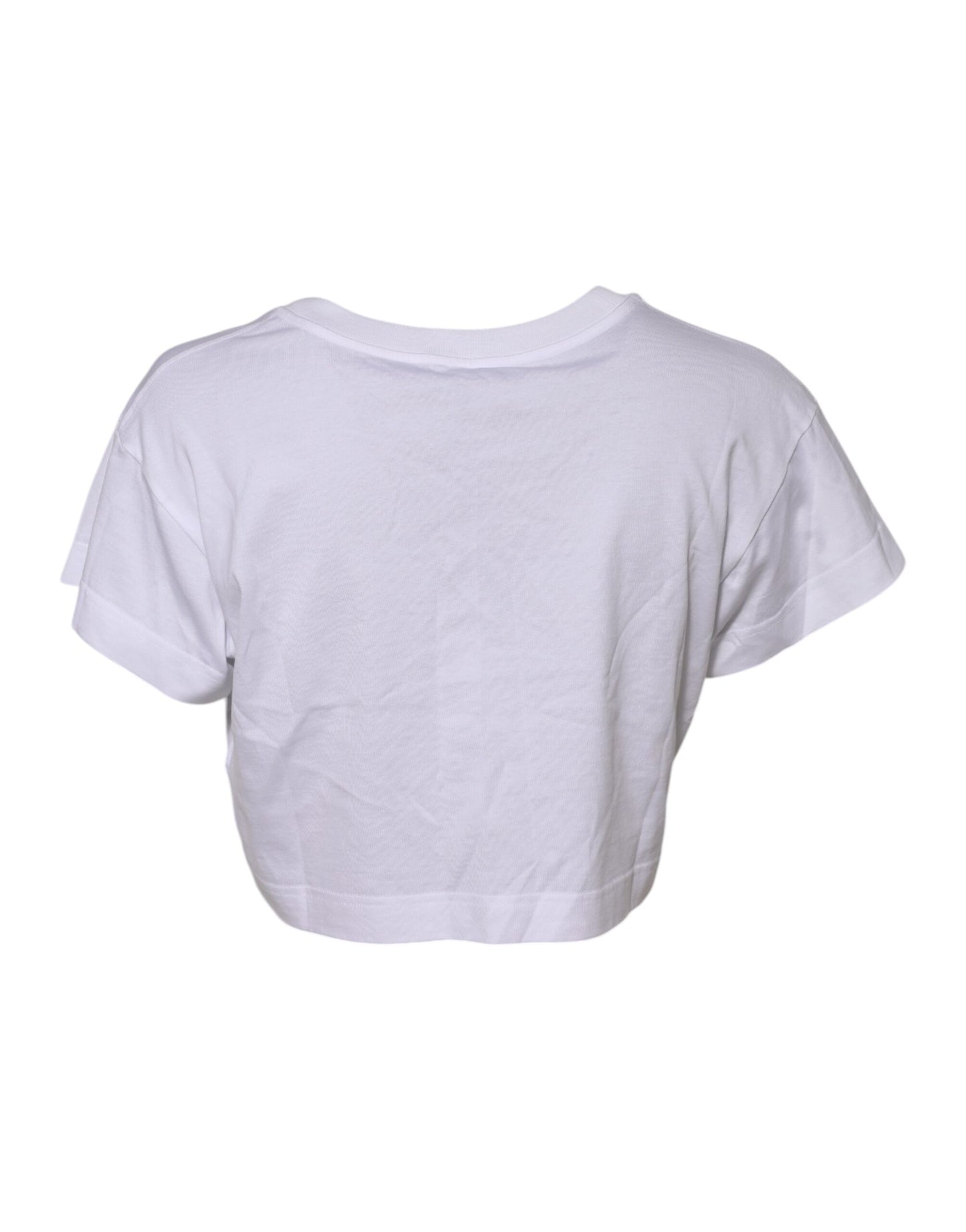 White Floral Lace DG Detailing Cropped T-shirt