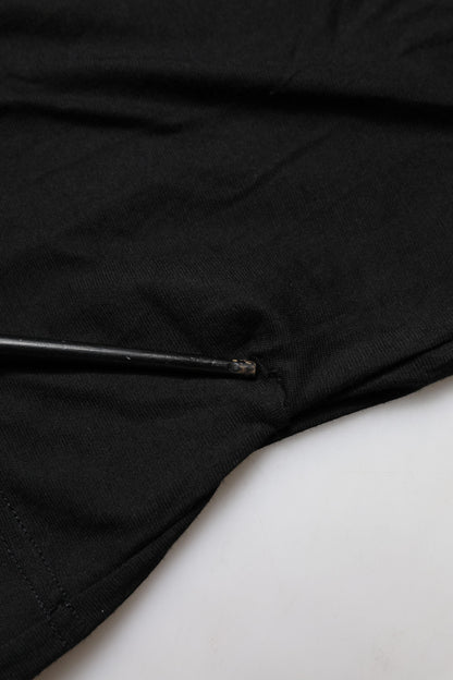 Black Cotton Short Sleeves Round Neck T-shirt