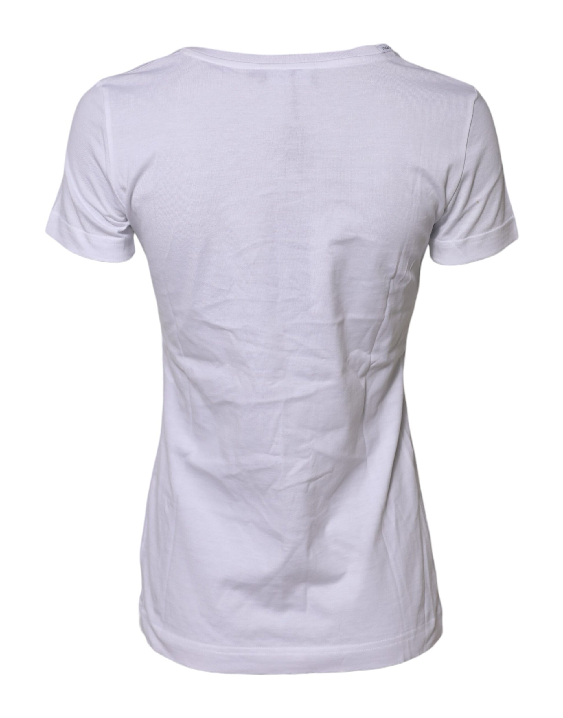 White Cotton Short Sleeves Round Neck T-shirt
