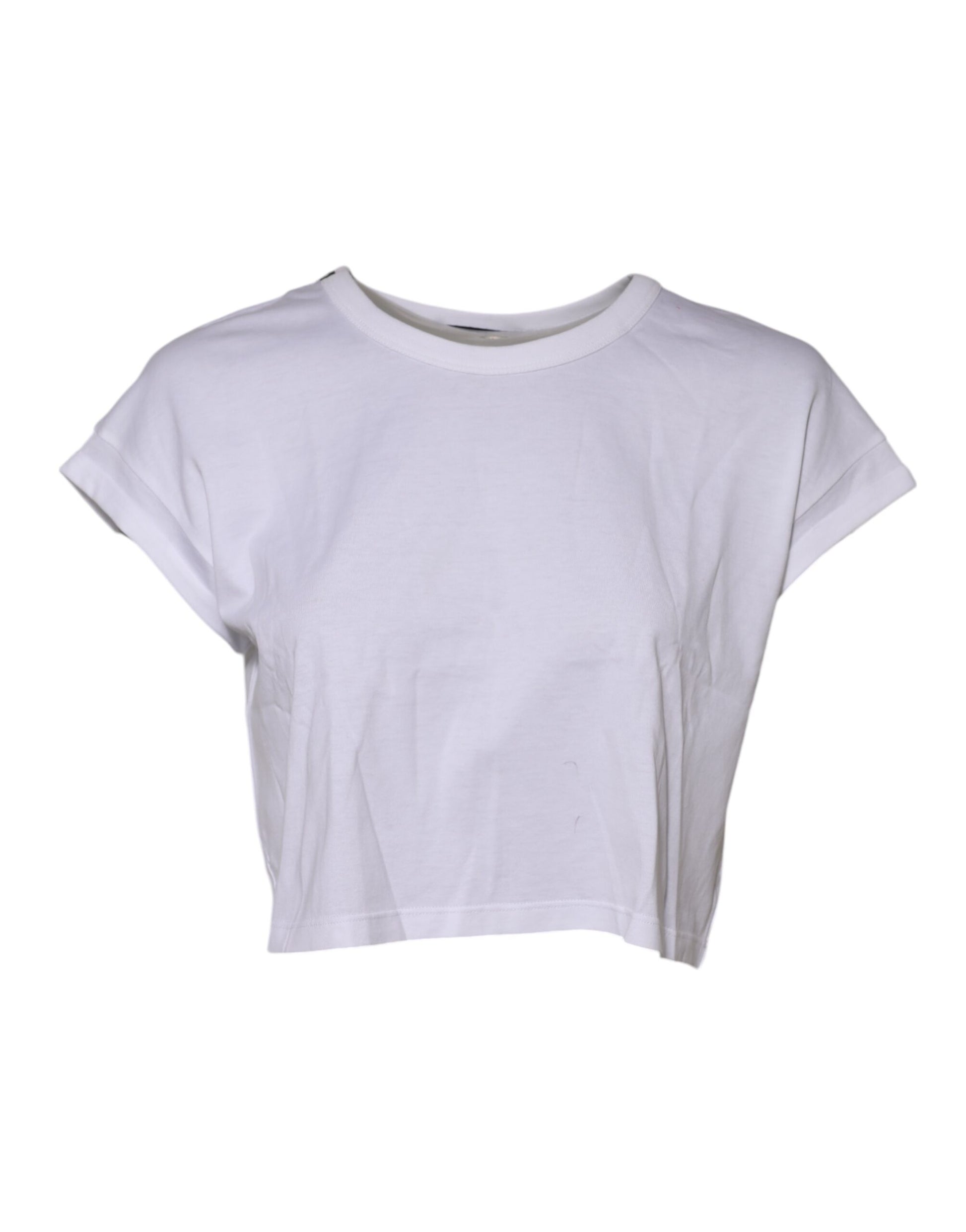 White Cotton Short Sleeves Cropped T-shirt