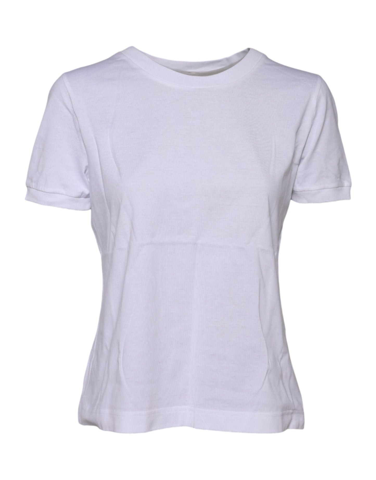 White Cotton Round Neck Short Sleeves T-shirt