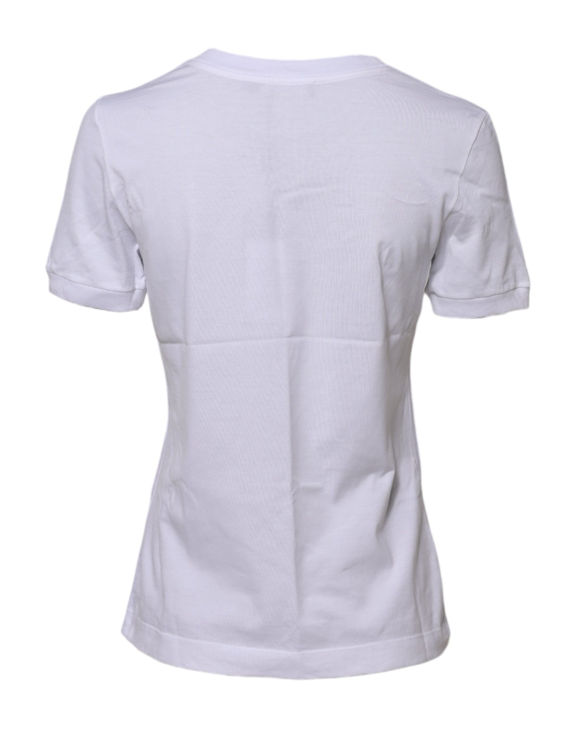 White Cotton Round Neck Short Sleeves T-shirt