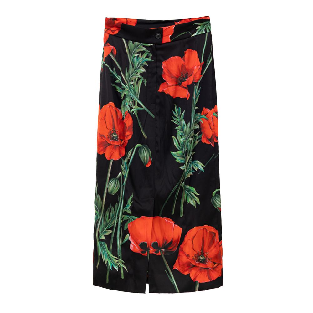 Bicolor Silk Midi Skirt