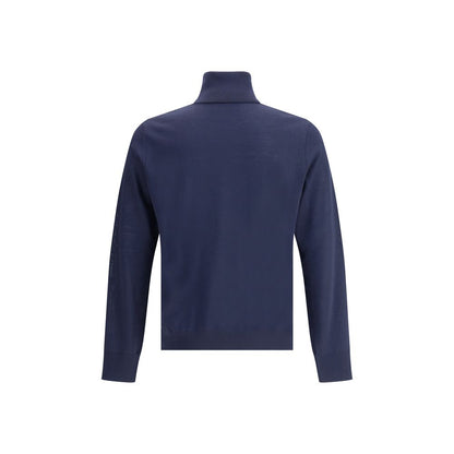 Blue Fleece Wool Turtleneck