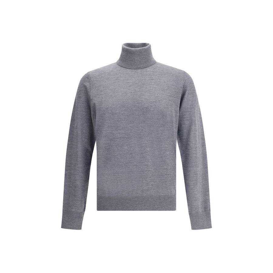 Gray Fleece Wool Turtleneck