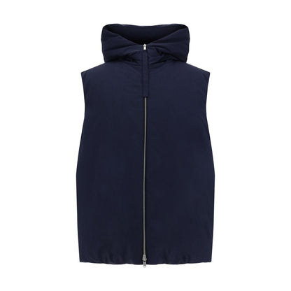 Blue Polyester Sleveless Jacket