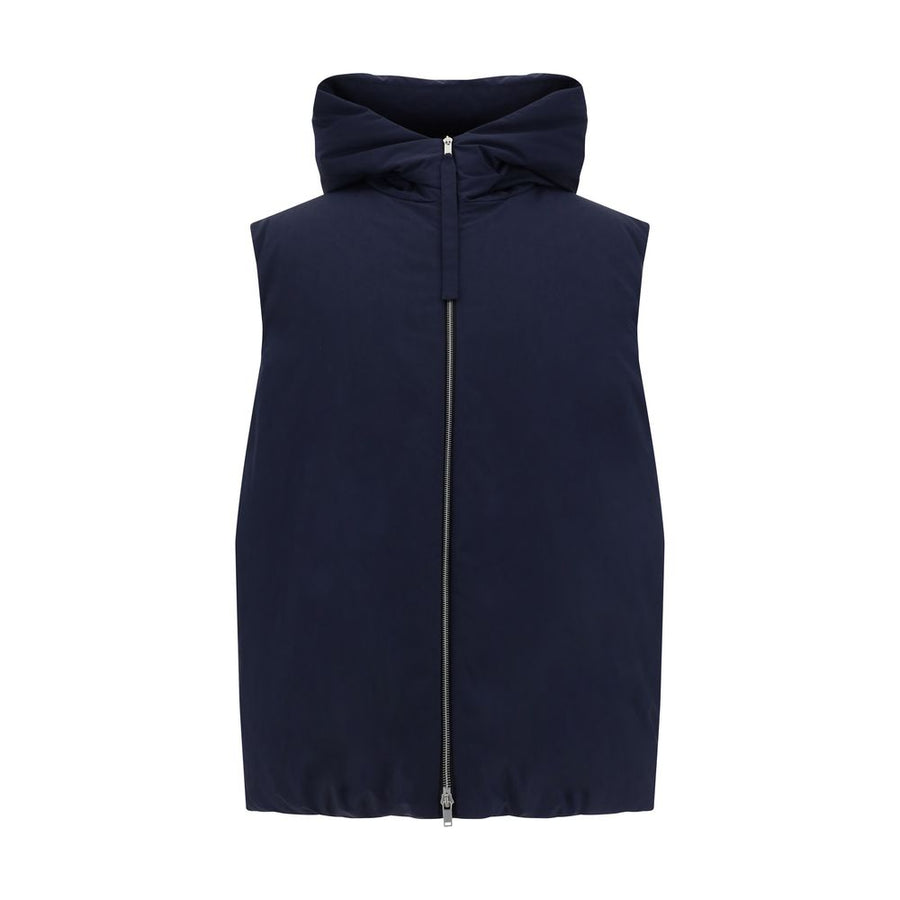 Blue Polyester Sleveless Jacket