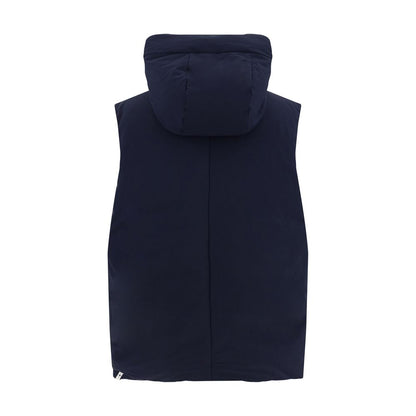 Blue Polyester Sleveless Jacket
