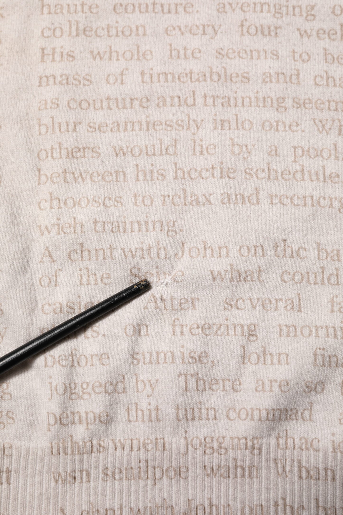 Beige Printed Logo Roundneck Long Sleeves Men Sweater