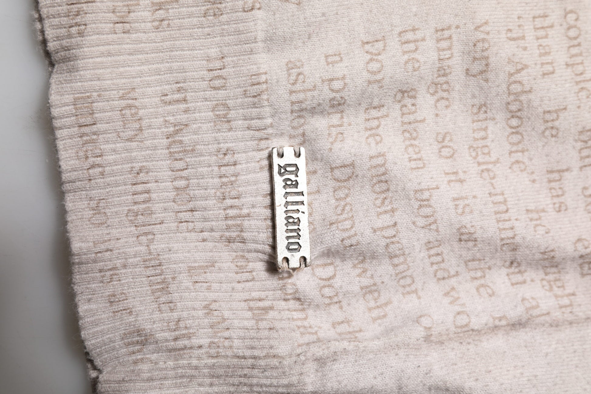 Beige Printed Logo Roundneck Long Sleeves Men Sweater