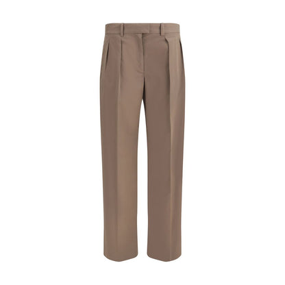 Beige Cotton Casual Pants
