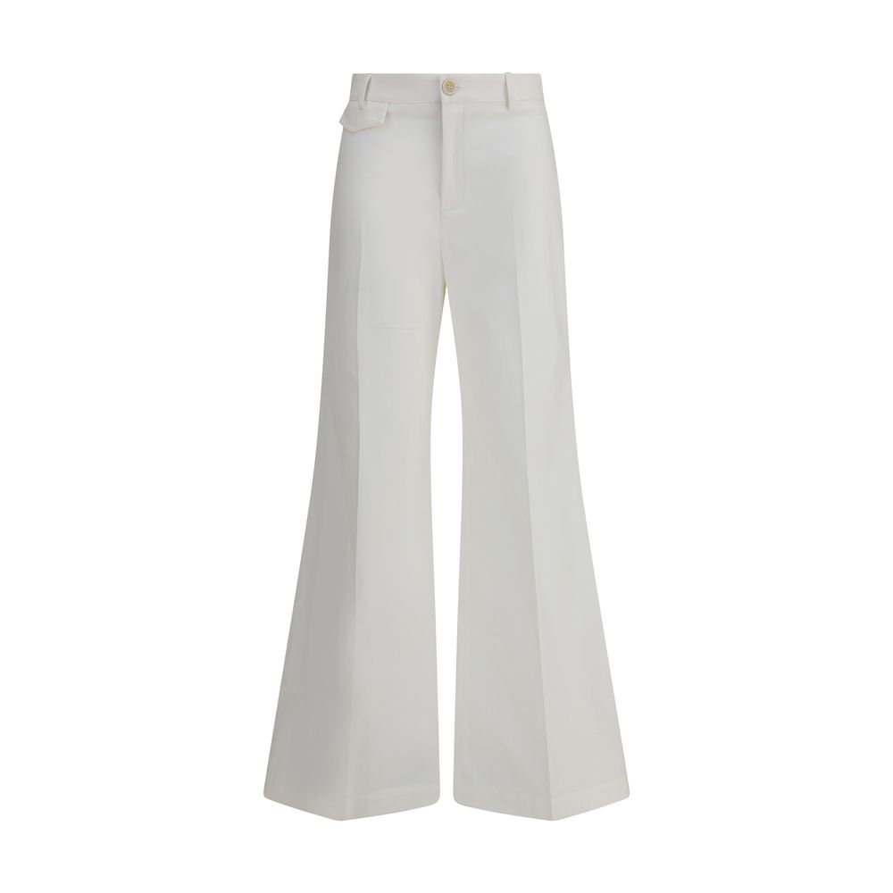 White Cotton Flared Pants