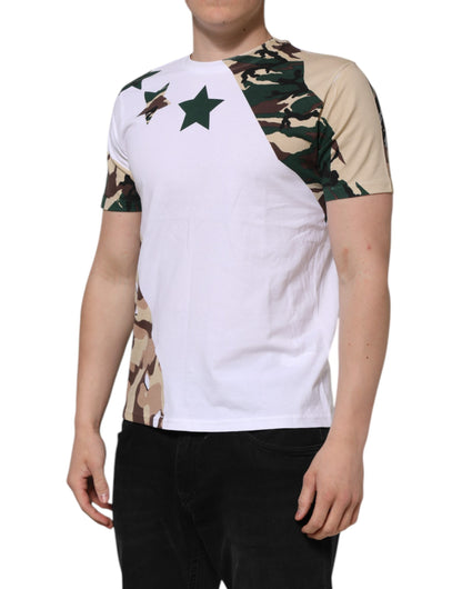 White Camouflage Cotton Men Crew Neck T-shirt