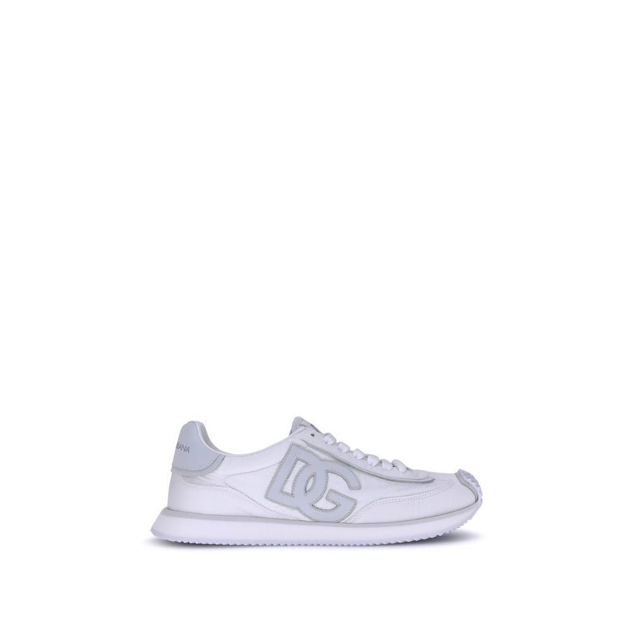 White Fabric Low Top Sneakers