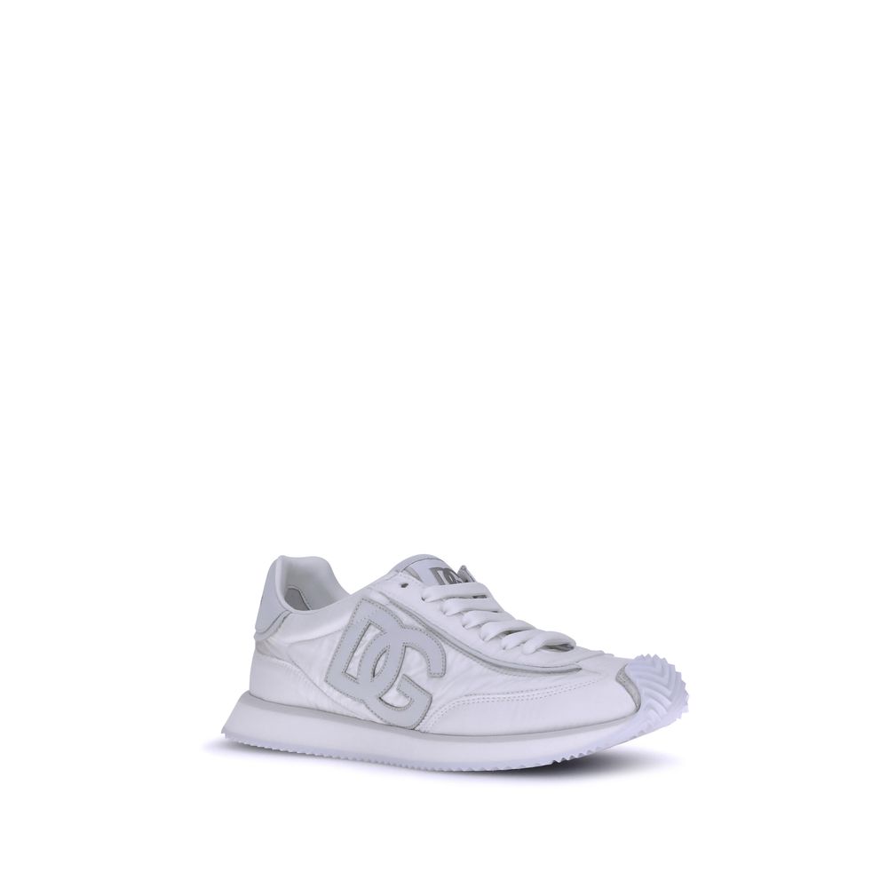 White Fabric Low Top Sneakers