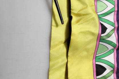 Blue Floral Print Silk Long Sleeves Wrap Robe