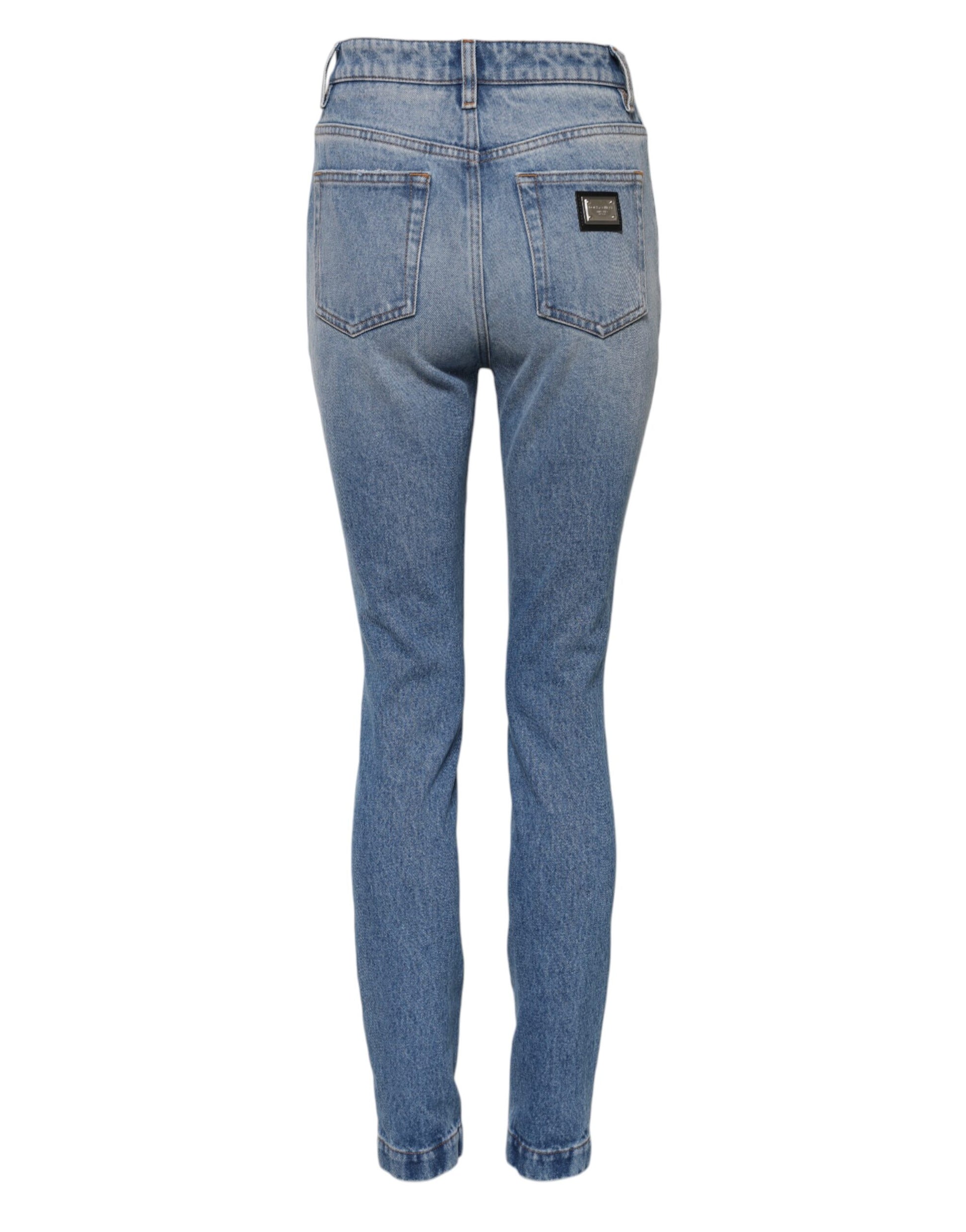 Blue Washed Skinny High Waist Denim Jeans