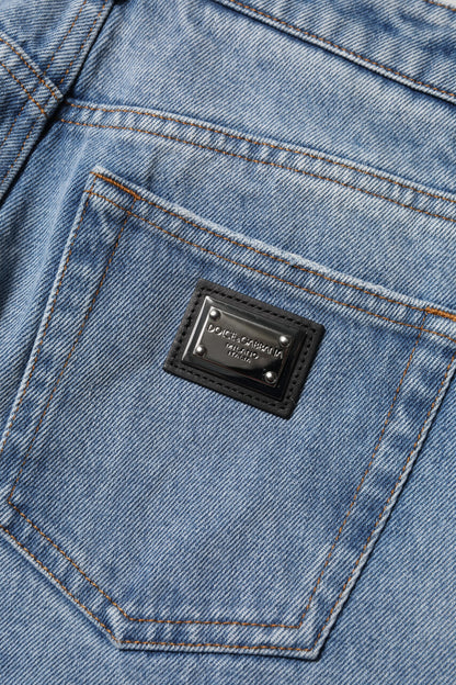 Blue Washed Skinny High Waist Denim Jeans