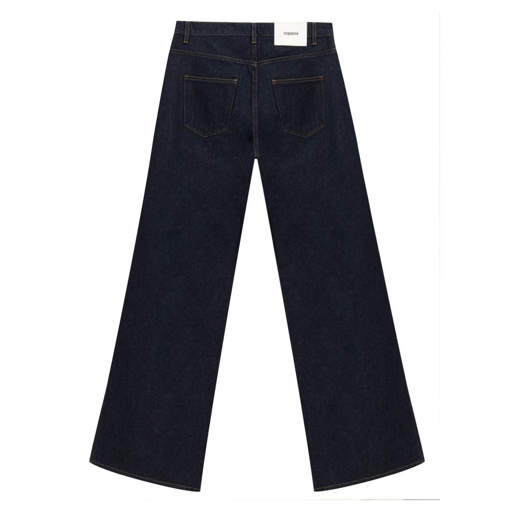 Blue Cotton High-Waisted Jean
