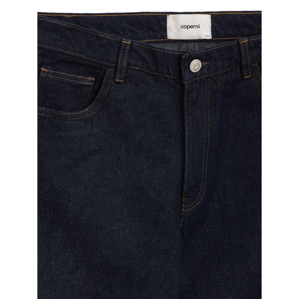 Blue Cotton High-Waisted Jean