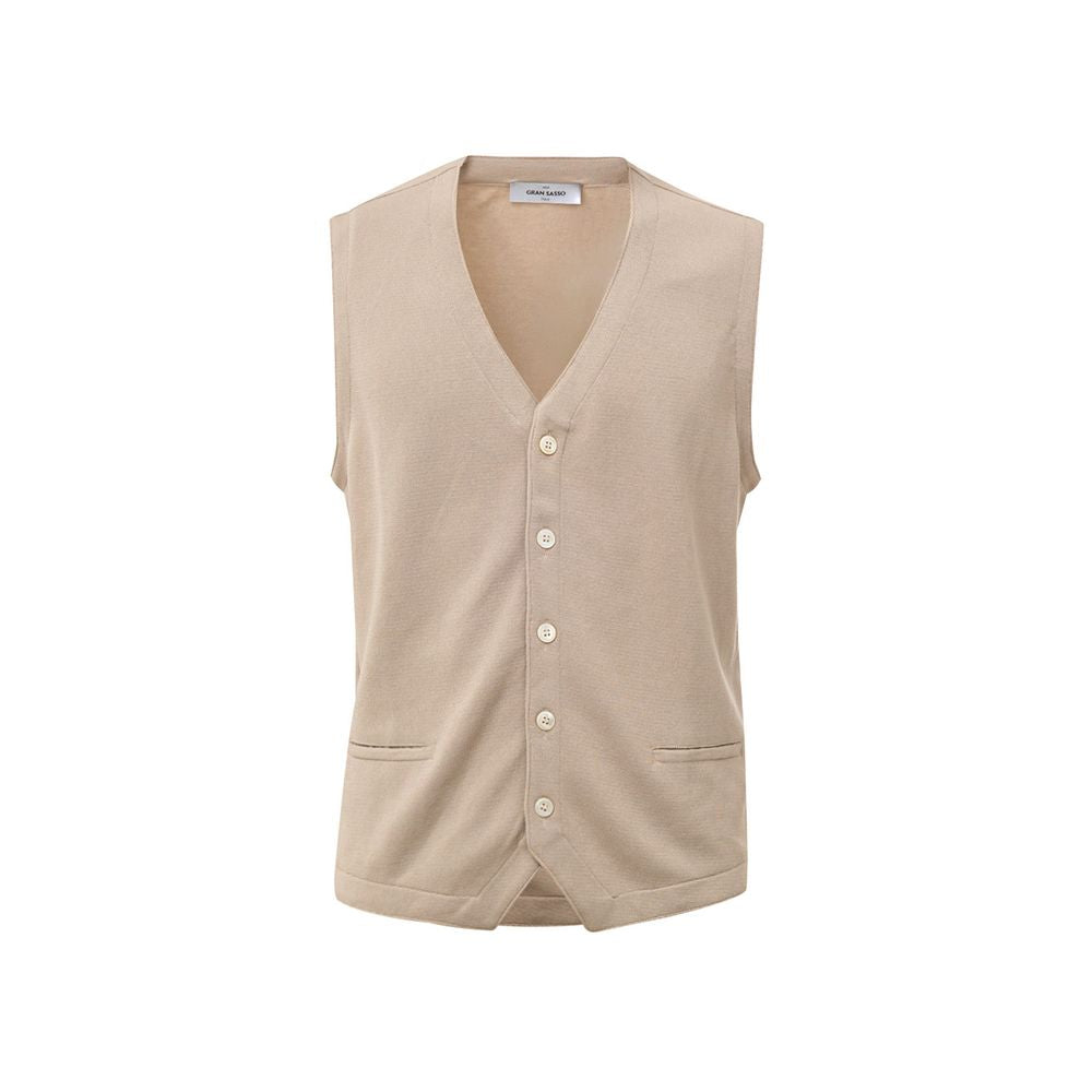 Beige Cotton Sleveless Jacket