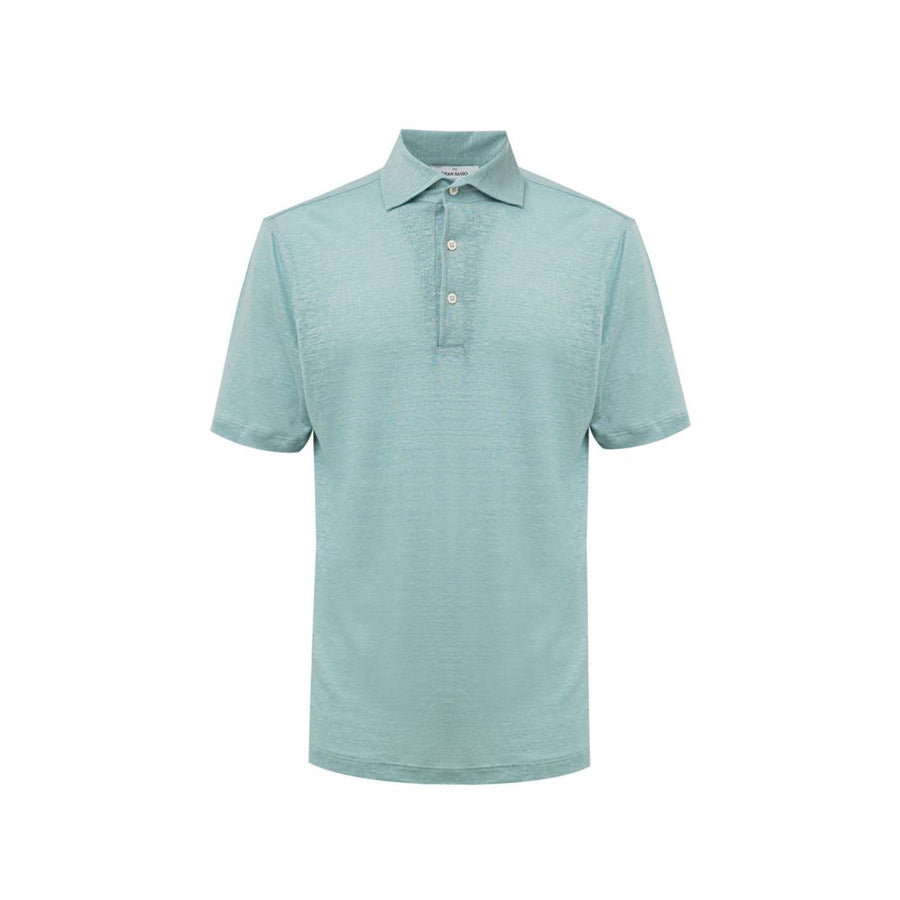 Blue Linen Polo Shirt