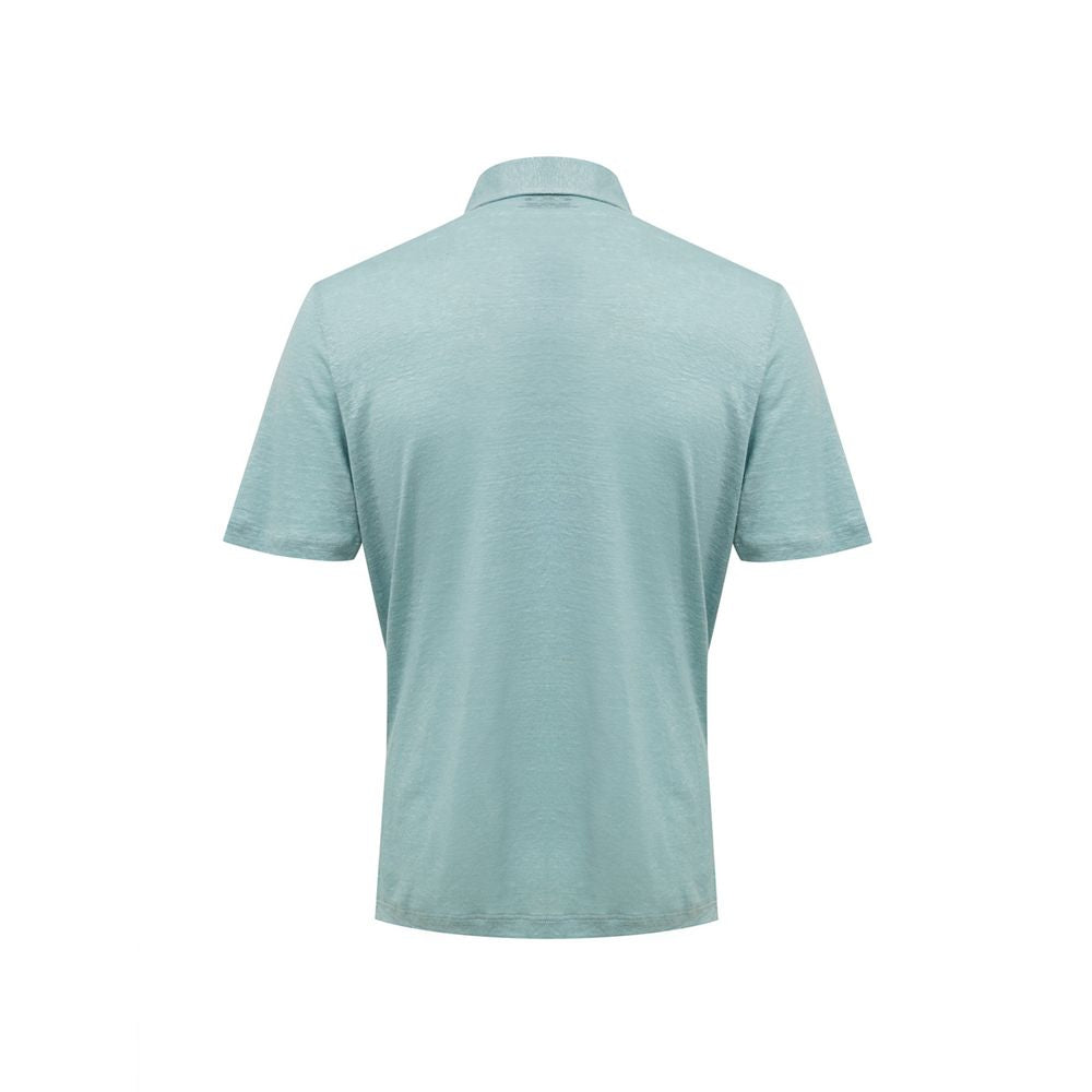 Blue Linen Polo Shirt