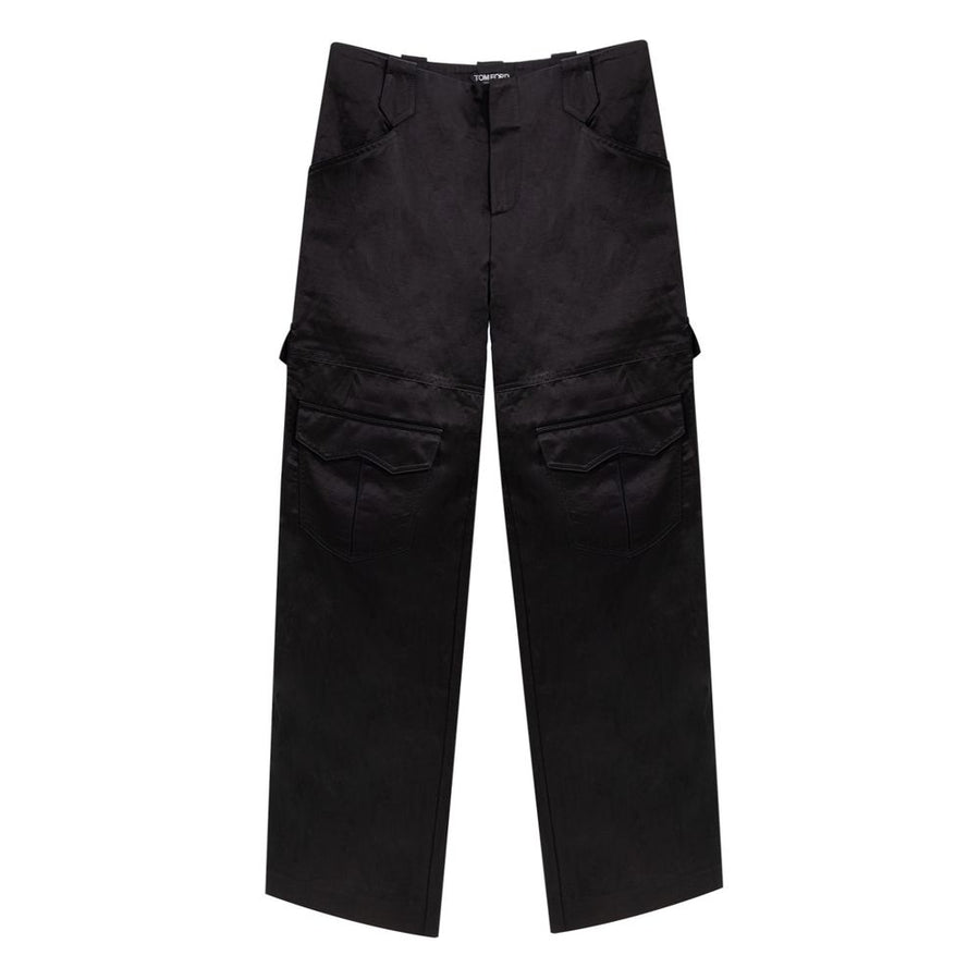 Black Viscose Cargo Pants