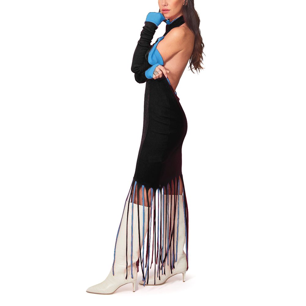 Blue Cotton Casual Dress