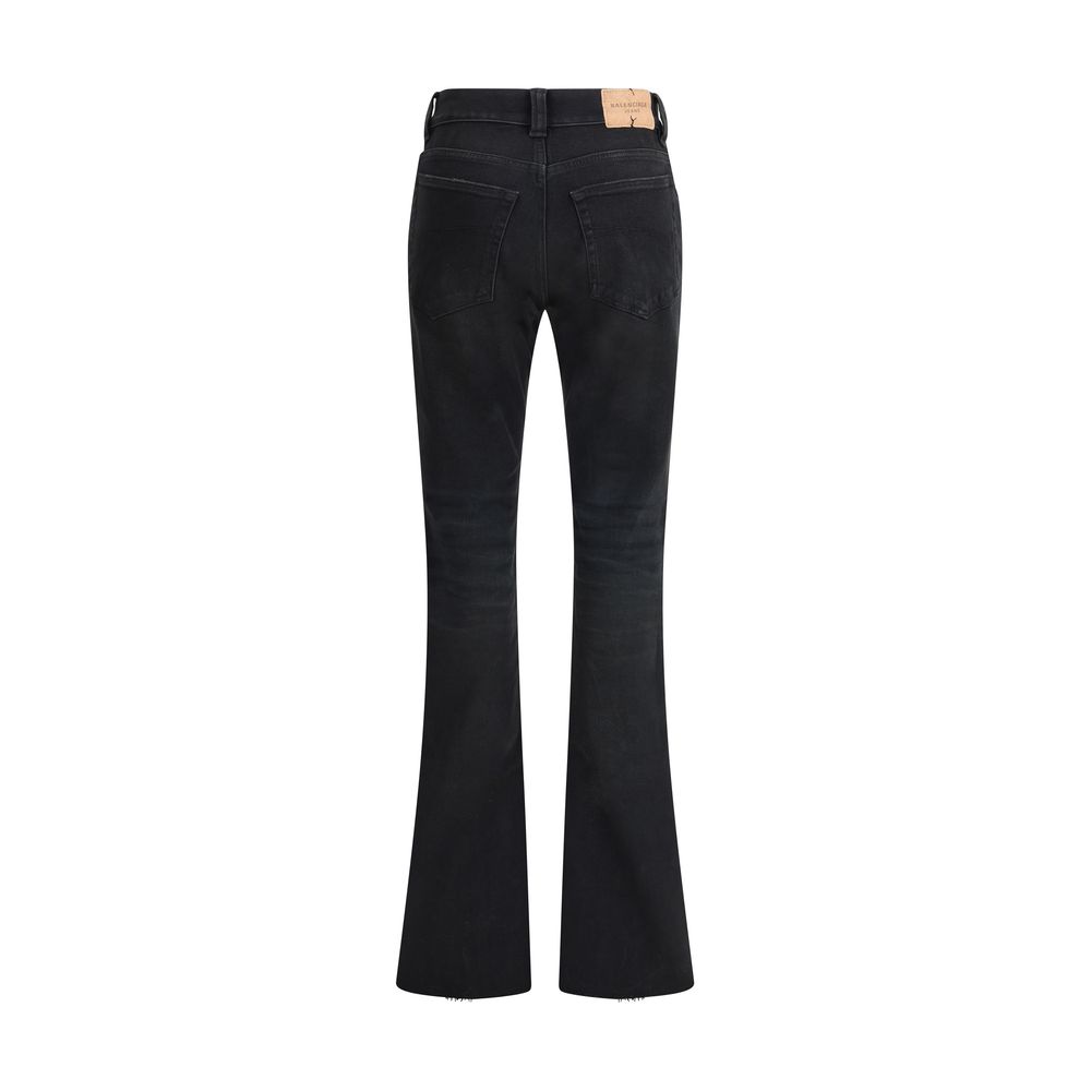 Black Cotton Bootcut Jeans