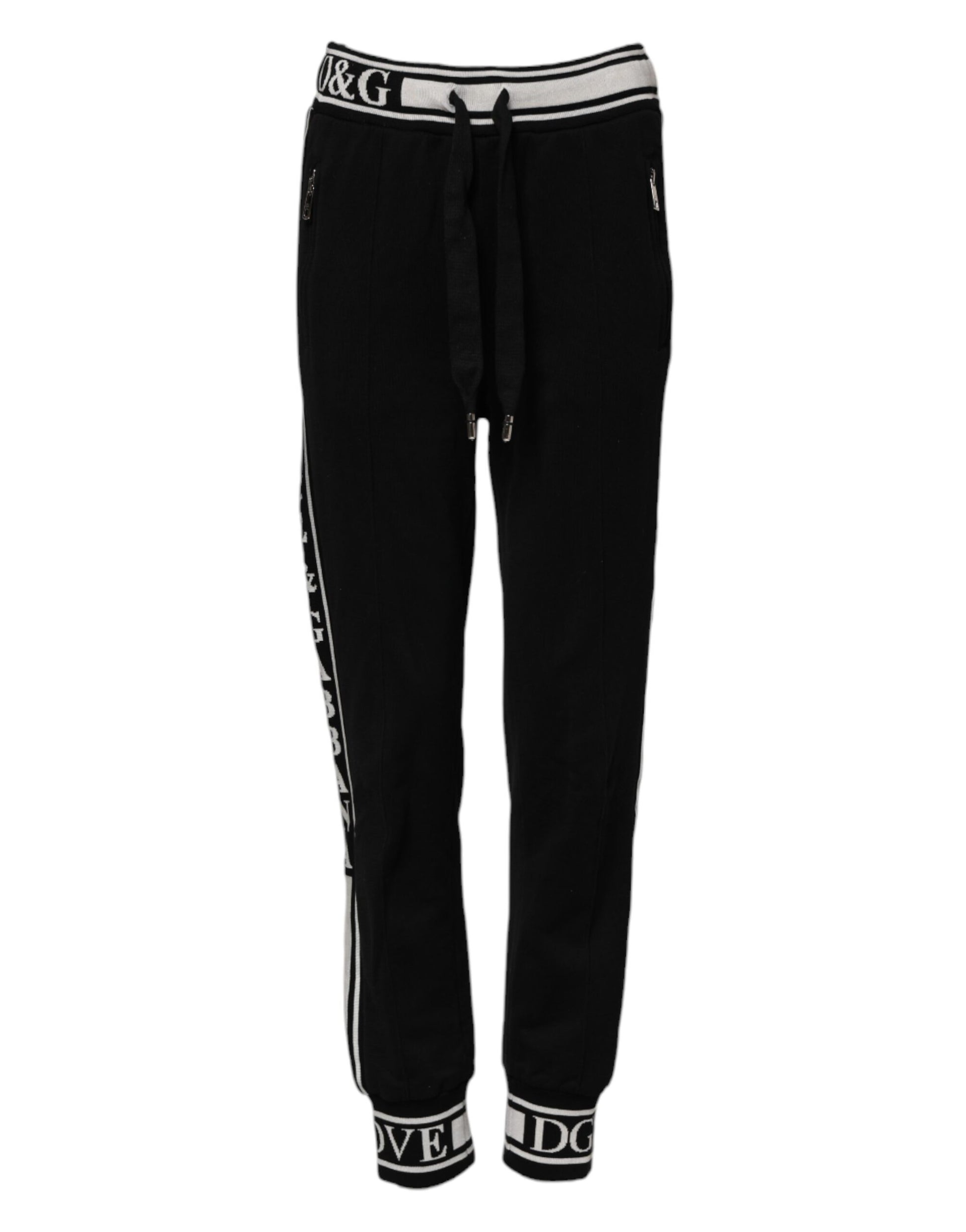 Black Cotton Jogger Logo Waist Pants