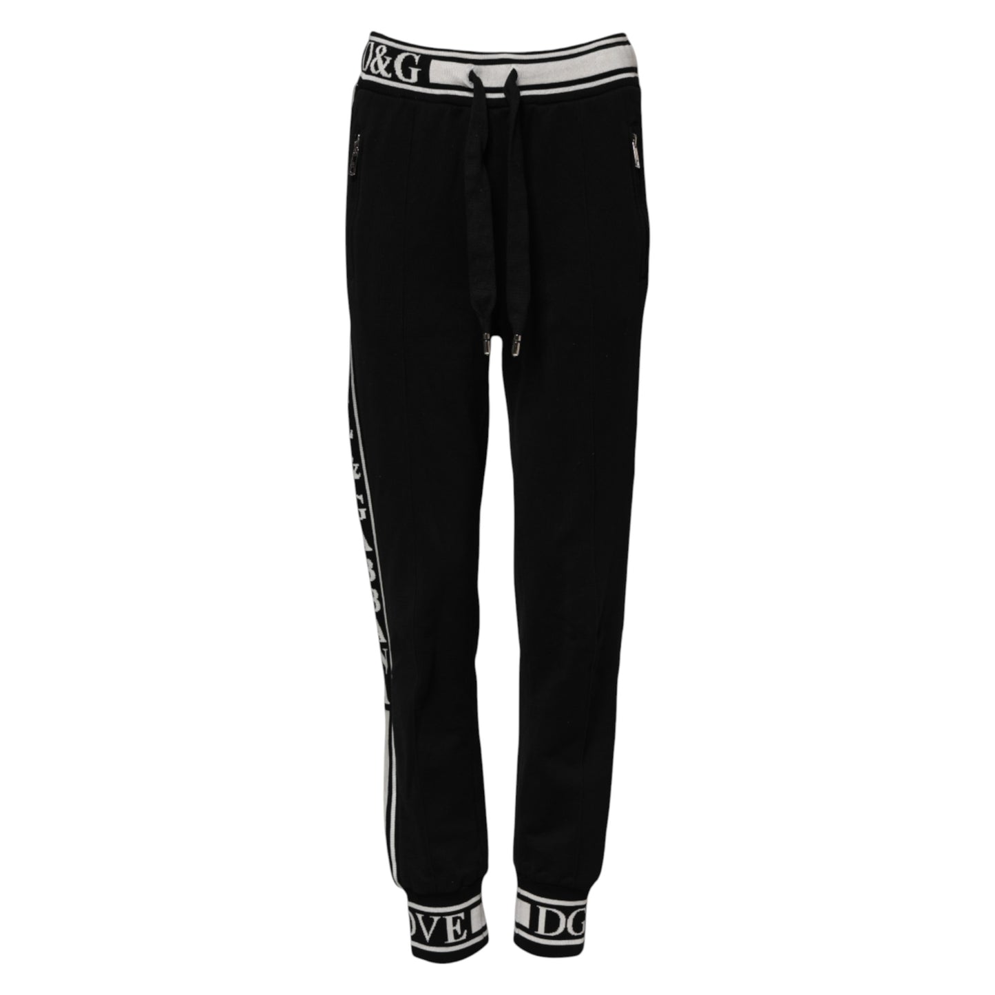 Black Cotton Jogger Logo Waist Pants