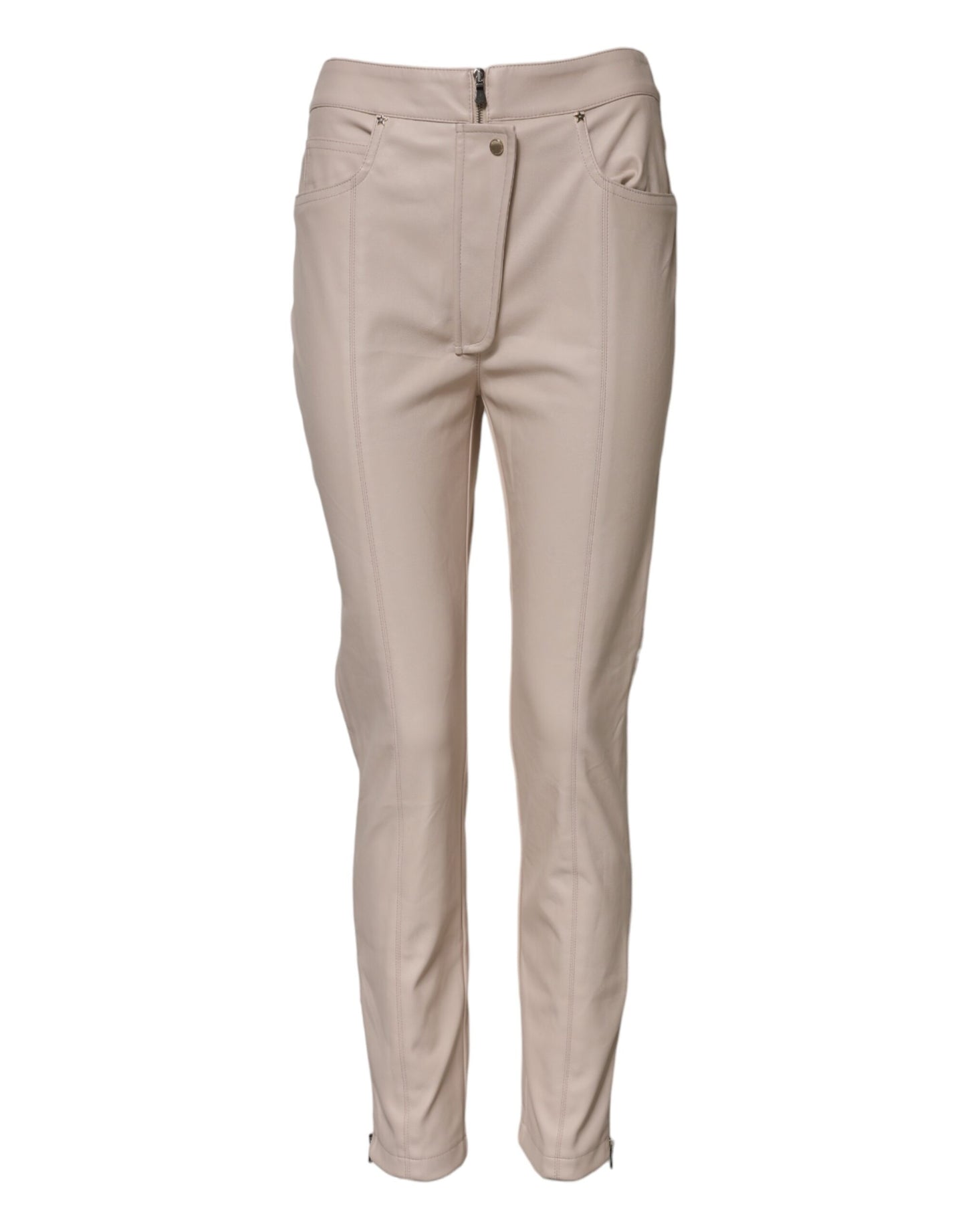 Beige High Waist Tapered Pants