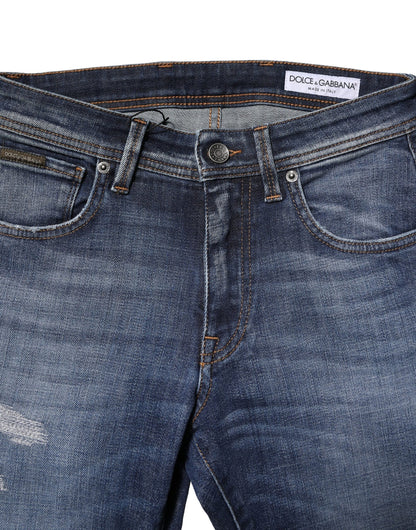 Blue Washed Cotton Slim Fit Men Denim Jeans
